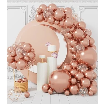 Abbildung von AULE Luftballon Girlande Rosegold: 100 Stück Rose Gold Ballons Set Helium Roségold Glänzend Chrom Latex Luftballons für Baby Shower Gender Reveal Graduation Geburtstag Deko