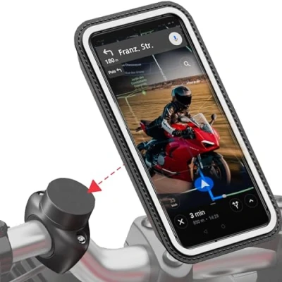 Abbildung von Shapeheart französische Innovation, magnetische Motorrad Telefonhalterung Pro mit Abnehmbarer wetterfester Hülle, absorbiert Vibrationen, Handyhalterung für Motorradlenker, Motorradzubehör