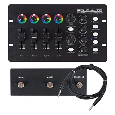 Abbildung von Showlite LDO 10 MKII FS LED DMX Operator + Footswitch Set Controller für Scheinwerfer Ideal Alleinunterhalter, kleinere Bands oder Kneipen inklusive Fußfernsteuerung und Kabel