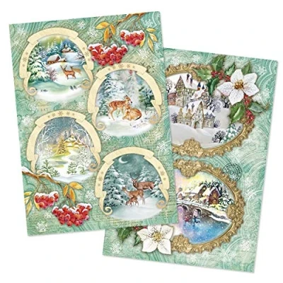 Abbildung von Ideen mit Herz 2 Bogen Reispapier Edel Decoupage Papier DIN A4 Verschiedene Designs Vintage, Weihnachten und andere (Weihnachten 03)