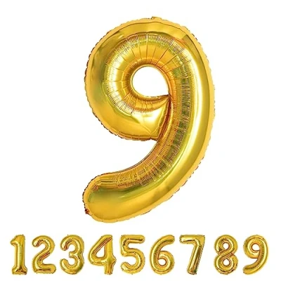 Abbildung von Geburtstag zahlen luftballon 9 jahre Folienballon Kindergeburtstag deko Gold Mädchen Junge jahr 40&quot; 101cm Geburtstags fliegt mit Helium