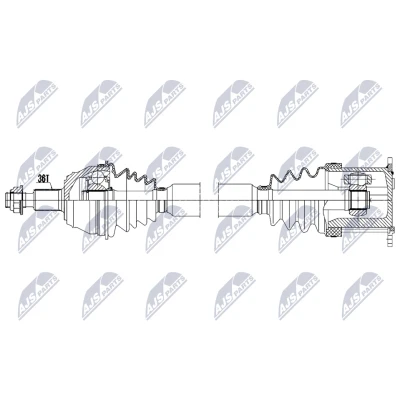 Abbildung von NTY NPW VW 203 Antriebswelle Vorderachse links 520mm Automatikgetriebe VOLKSWAGEN: Golf 4 Schrägheck, Variant, Bora Variant