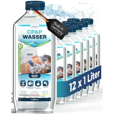 Abbildung von 12x Qindoo CPAP Wasser I Reines bidest für Sauerstoffkonzentrator, Atemgas Befeuchtung, Inhalationsgerät, Luftbefeuchter, Verdampfer, Bedampfer (12 Liter)