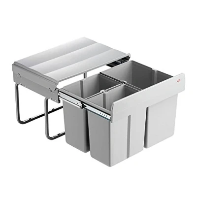 Abbildung von WESCO Einbaumülleimer Trio Shorty, alu grau, 30l