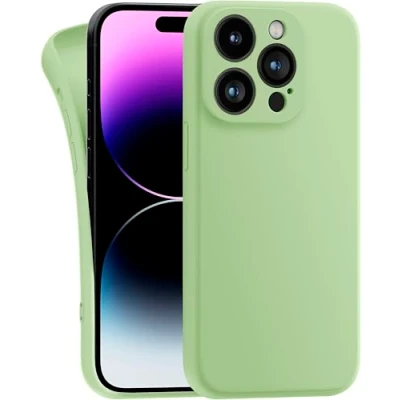 Abbildung von MyGadget Hülle Kompatibel mit iPhone 14 Pro robuste Silikon Schutzhülle TPU Case Slim Silikonhülle Back Cover Kratzfest Handyhülle Matt Grün