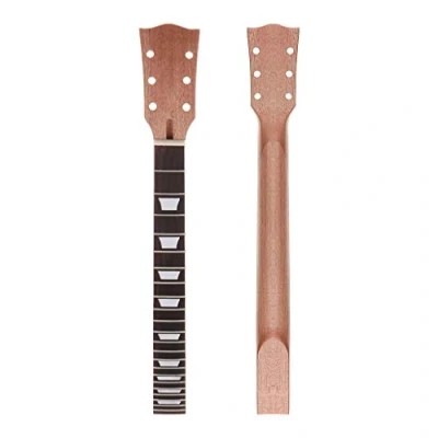 Abbildung von Alnicov E Gitarrenhals DIY für Gibson LP Gitarren Teile Ersatz 22 Bünde Mahagoni Hals Palisander Griffbrett mit weißen Trapez Punkten Inlay Natur