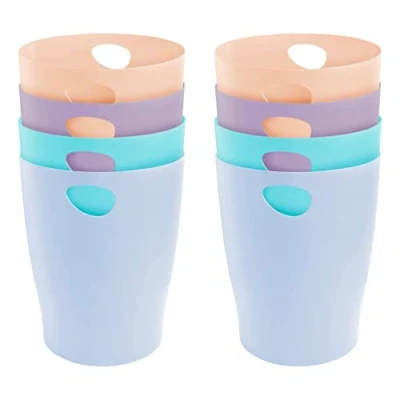 Abbildung von Exacompta 45396D 8er Pack ECOBIN Papierkorb Aquarel 15 Liter mit Griffen. Eleganter und robuster Mülleimer im modernen Design Farbig sortiert zu je 2x Korallenrot, Blau, Grün, Mauve