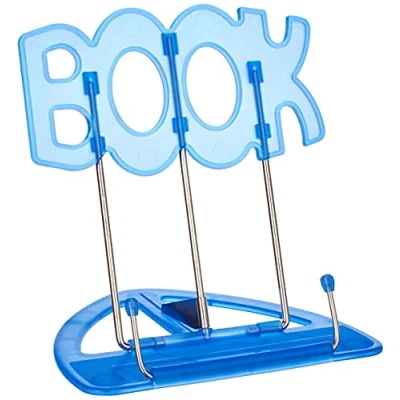 Abbildung von Wedo 21119903 Leseständer Book (aus Kunststoff, stufenlos verstellbar, vernickelte Bügel) blau, 31 x 17,5 0,5