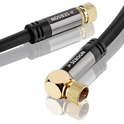 Abbildung von SEBSON SAT Kabel 2m F Stecker 90 gewinkelt Koaxialkabel 105dB 75 Ohm TV Kabel, (200 cm)