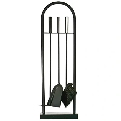 Abbildung von Fire Vida Arc Kaminbesteck Set, Metall, chromfarben/Scharz, 4 teilig