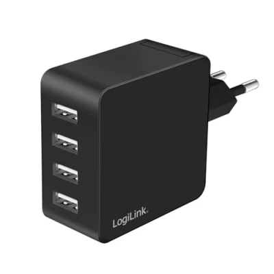 Abbildung von LogiLink PA0336 USB Lade /Steckdosenadapter, 4X A, 24 W, mit 5 Fach Geräteschutz