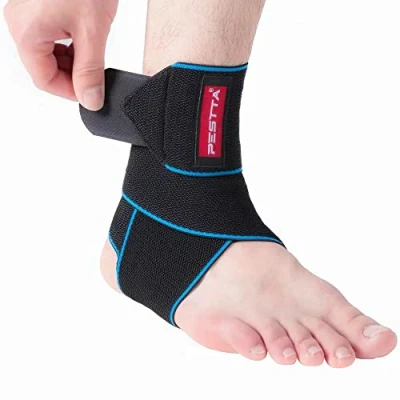 Abbildung von PESTTA Sprunggelenkbandage, Einstellbares Fußbandage, Flexible knöchelbandage, Ultradünn Fußgelenkbandage, Komfortabel fußgelenk bandage, Rechte und Linke Fußgelenk, Damen Herren (Blau 1 Stück)