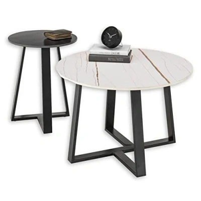 Abbildung von Home affaire Couchtisch &quot;Jason&quot;, 2 er Set Keramik weiß und schwarz