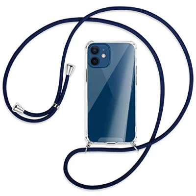 Abbildung von mtb more energy® Handykette kompatibel mit iPhone 12 Mini (5.4&#039;&#039;) dunkelblau Smartphone Hülle zum Umhängen Anti Shock Strong TPU Case