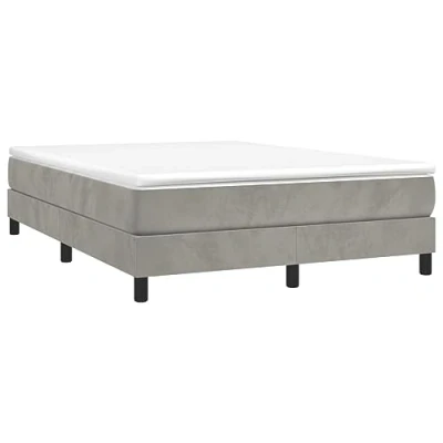 Abbildung von vidaXL Bettgestell, Polsterbett Bett für Schlafzimmer, Bettrahmen mit Lattenrost Stützbeinen, Schlafzimmerbett Doppelbett, Hellgrau 140x190cm Samt