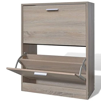 Abbildung von vidaXL Schuhschrank mit 2 Schuhkipper Holz Eichen Optik