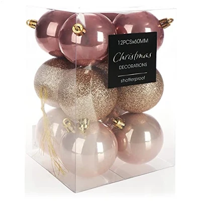 Abbildung von com four® 12x Weihnachtskugel Christbaumkugeln aus Kunststoff für Weihnachten Baumschmuck den Christbaum Christbaumschmuck