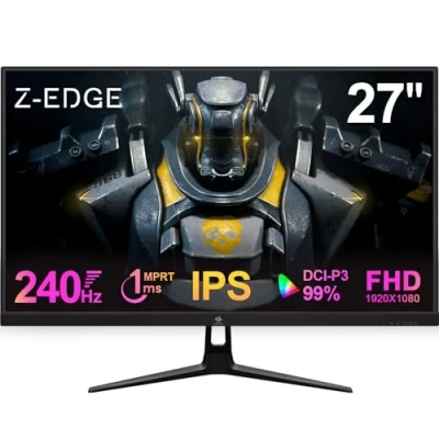 Abbildung von Z Edge 27 Zoll Gaming Monitor 240Hz 1ms MPRT Full HD IPS LED Monitor, 400cd/m² Helligkeit, FreeSync, HDMI &amp; DisplayPort, VESA Kompatibel, Lautsprecher Schwarz
