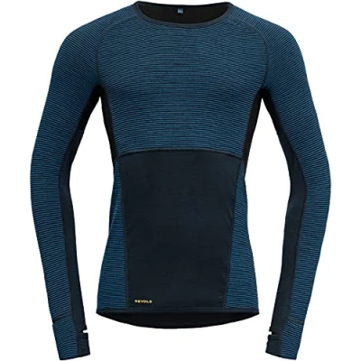 Abbildung von Devold of Norway Tuvegga Merino LS Shirt Reversible M Herren Funktionsunterhemd (Blau XL ) Skibekleidung
