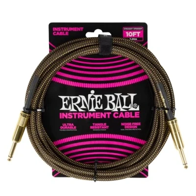 Abbildung von Ernie Ball Geflochtenes Gitarrenkabel, Gerade/Gerade, 3 m Pay Dirt
