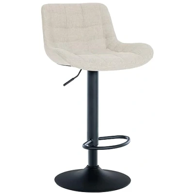 Abbildung von CLP Barhocker Tover I Höhenverstellbarer Tresenhocker 360 Drehstuhl Mit Rückenlehne Für Tresen Und Theke, Farbe:Creme, Material:Stoff