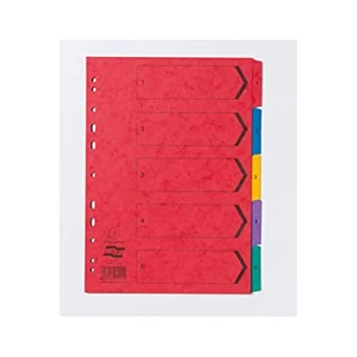 Abbildung von Exacompta 3110Z 20er Pack Premium Register 1 5 für DIN A4 aus starkem Colorspankarton teilig volle Höhe 22,5 x 29,7 cm vollfarbig 4 Farben mit Indexseite zum selbstgestalten Trennblätter