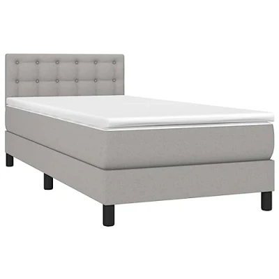 Abbildung von vidaXL Boxspringbett mit Matratze Bett Einzelbett Polsterbett Bettrahmen Lattenrost Bettgestell Hotelbett Schlafzimmerbett Hellgrau 80x200cm Stoff