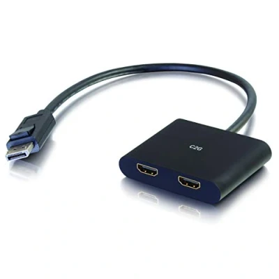 Abbildung von C2G DisplayPort™ 1.2 to Dual HDMI® MST Hub 4K Doppelmonitor Hub, DP Multi Stream Transport (MST) Multiple Monitor Splitter, Schwarz, 84293