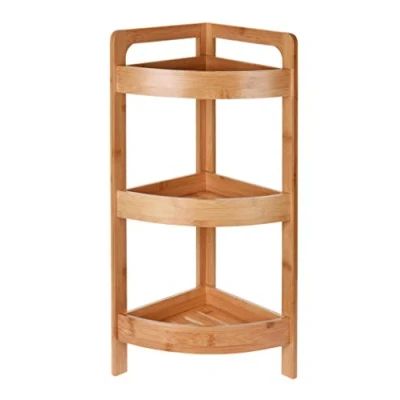 Abbildung von Spetebo Eckregal Bambus Eck Badezimmerregal mit 3 Böden 61 x 23cm, Stück 1 tlg., Holz Regal für Bad oder Küche