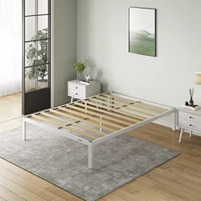 Abbildung von Novilla Metallbett Metallrahmenbett mit Lattenrost Bettgestell Für Erwachsene Kinder Jugendliche 180x200 cm Weiß