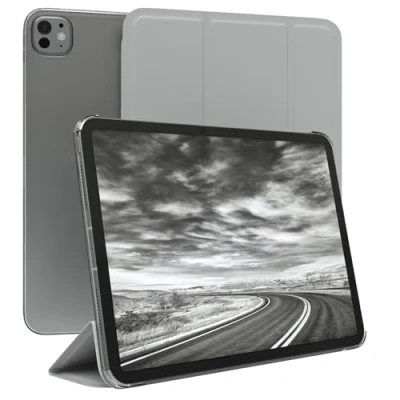 Abbildung von EAZY Case Schutzhülle mit Stifthalter für iPad Pro 11&quot; (2024) Hülle Smart Cover Tablet Smartcase zum Aufstellen Klapphülle Standfunktion Sleep Wake Up Funktion Kunstleder Etui Hell Grau
