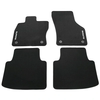 Abbildung von Skoda 3V1061404B Textil Fußmatten 4X Stoffmatten schwarz mit SUPERB Schriftzug