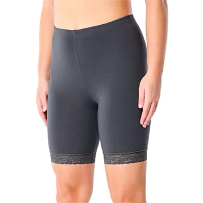 Abbildung von Merry Style Damen Kurze Leggings mit Spitze Freizeithose High Waist Radlerhose Hohe Taille aus Viskose MS10 431 (Graphit, 3XL)