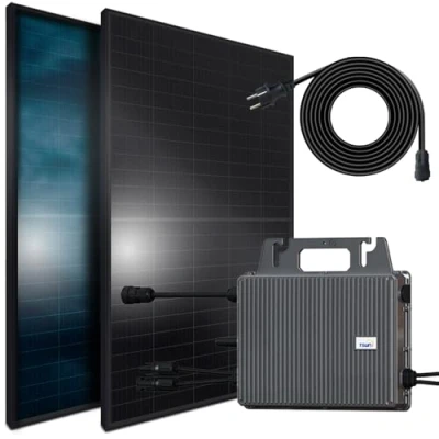 Abbildung von SUNNIVA® 1196W Balkonkraftwerk 800W komplett Steckdose TSUN Wechselrichter PV Solaranlage Komplettset 2x 460W BIFAZIAL FULL BLACK Glas/Glas Solarmodule inkl. 5m Kabel Bluetooth WIFI