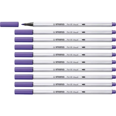 Abbildung von Premium Filzstift mit Pinselspitze für variable Strichstärken STABILO Pen 68 brush 10er Pack violett