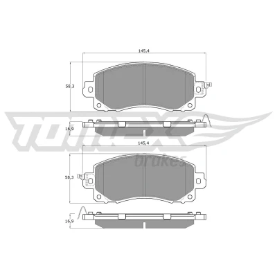 Abbildung von TOMEX brakes TX 16 12 Bremsbelagsatz Vorderachse mit akustischer Verschleißwarnung VOLVO: V70 2, S60 I, RENAULT: MEGANE 3 Coupe, SUBARU: XV II