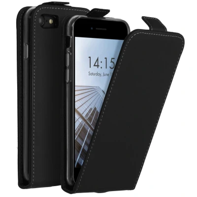 Abbildung von Apple iPhone 7 Hülle Kunstleder Accezz Flip Case Handyhülle Schwarz
