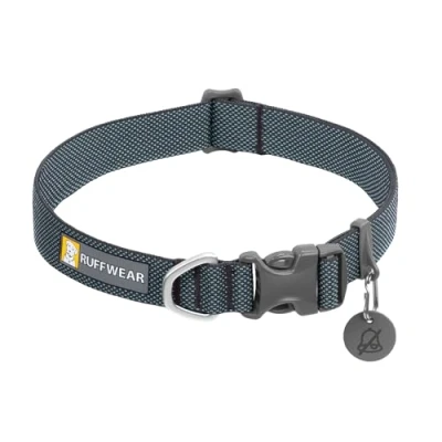Abbildung von RUFFWEAR Hundehalsband Hi &amp; Light, ultrastark und leicht, Starkes Tubelok Gewebe, Aluminium Leinenbefestigungsring Schnalle, stilvolles Halsband, Basalt Grey, 36 51cm