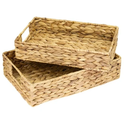 Abbildung von HMF Dekotablett Deko Tablett, Serviertablett geflochten aus Wasserhyazinthe (2er Set, versch. Größen), und 35/32 cm Breite