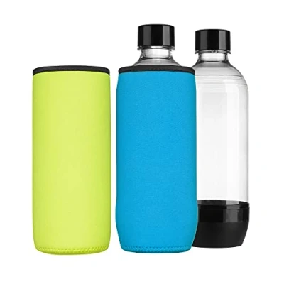 Abbildung von kwmobile Kühltasche 2x Schutzhülle für SodaStream Glasflasche, Neopren Hülle Flaschen Kühler Wasser Karaffe in Hellblau Gelb