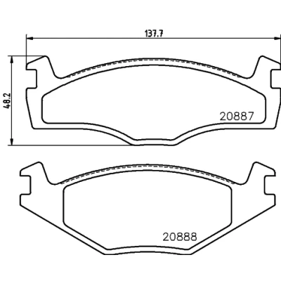 Abbildung von HELLA 8DB 355 017 521 Bremsbelagsatz nicht für Verschleißwarnanzeiger vorbereitet mit Zubehör VOLKSWAGEN: GOLF 3, 2, 3 Variant
