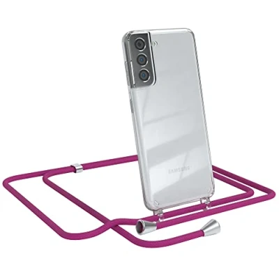 Abbildung von EAZY CASE Handykette kompatibel mit Samsung Galaxy S21 5G Handyhülle Umhängeband, Handykordel Schutzhülle, Silikonhülle, Hülle Band, Stylische Kette für Smartphone, Pink