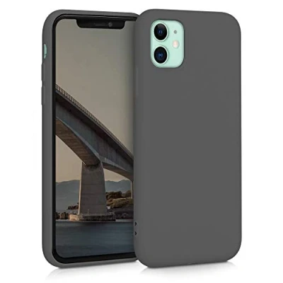 Abbildung von kwmobile Hülle kompatibel mit Apple iPhone 11 gummierte TPU Silikon Handyhülle Schutzhülle für kabelloses Laden Case in Stone Dust