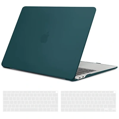 Abbildung von TECOOL Hülle für MacBook Air 13 Zoll Retina 2021 2020 2019 2018 (M1 A2337/A2179/A1932), Ultradünn Schutzhülle Hartschale Matt Case + EU Tastaturschutz neu Mac 13&quot; mit Touch ID, deep Teal