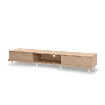 Abbildung von Iris Ohyama, TV Möbel, Schrank, Bank, Halterung für bis zu 65 Zoll Bildschirme, 3 Regale, Kabelauslass, Verstellbare Füße, Modern, Schlafzimmer, Wohnzimmer Cabinet BAB 180A Hellbraun