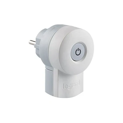 Abbildung von LEGRAND, Schutzkontakt Stecker mit beleuchtetem LED Schalter EIN/AUS, Doppelfunktionsstecker, Deutscher Standard, 16 A, 230 V, max. 3680 W, Kabelanschluss bis 3 x 1.5 mm², Farbe: Weiß/Grau, 050409