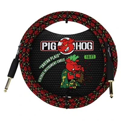 Abbildung von Pig Hog Vintage Serie Instrumentenkabel, Tartan Plaid, 3m/10ft, 6.35 (1/4) auf (1/4), Hochwertige Qualität, Gewebt