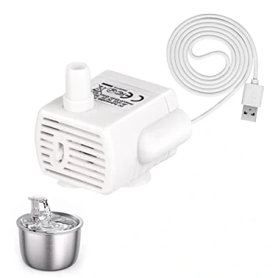 Abbildung von Katzenbrunnen Pumpe Ersatz Wasserpumpe, Trinkbrunnen für Katzen Hunde, Einstellbarer Wasserfluss Haustier Ultra leise Wasserspender Ersatzpumpe, Geringer Verbrauch Pet Fountain Pump 175CM