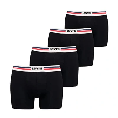 Abbildung von Levi&#039;s MEN Placed LOGO Boxer Brief 4 PACK Panties, Herren, Größe: Medium, Black