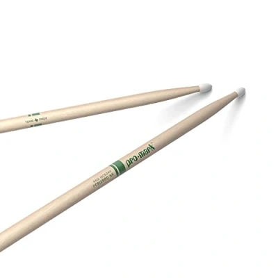 Abbildung von ProMark Drumsticks Schlagzeug Sticks Schlagzeugsticks Klassischer Vorwärts 5A Drum Ovale Nylonspitze Natural, Raw Hickoryholz 1 Paar